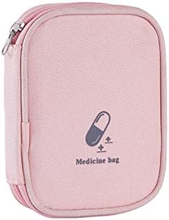 Small First Aid Bag Empty, Portable Travel Pill Bag Double Zipper First Aid Pouch with Handle for Family Outdoors Hiking Camping Car Office Workplace (Pink)