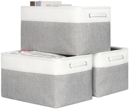 Fabric Storage Bins for Shelves, Rectangle Storage Basket, 3 Pack
