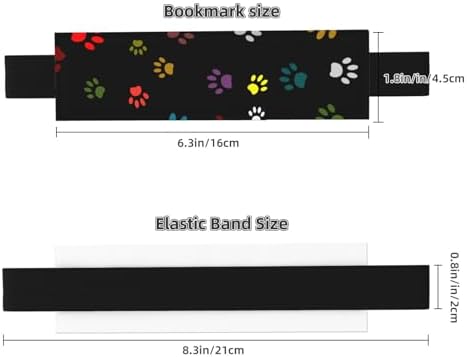 Leather Pen Holder Bookmark for Notebook Deco,Colorful Pet Paw Print Book Mark Elastic Pen Pouch Organizer