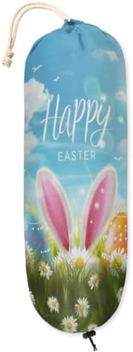 Pardick Plastic Bag Holder, Easter Egg Bunny Grocery Bag Holder for Shopping Bags, Wall Mount Plastic Bag Storage Organizer Dispenser, Storage Holder for Home Kitchen Camper,A-13