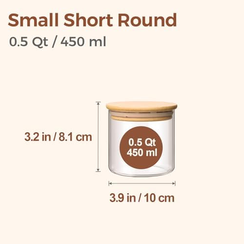 ComSaf Glass Storage Containers with Lids 0.5 Qt, 9 Pack Small Glass Jars | Small Glass Container, Spice Jar, Cookie, Candy, Family Snack Storage, Coffee Bar Organization, Size For Subpackage, BPA Free