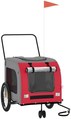 Pet Bike Trailer for Small Dogs, Foldable Bicycle Cargo Trailer with Quick-Release Wheels and Safety Flag, Orange and Gray