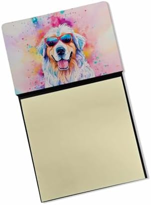 Caroline's Treasures Great Pyrenees Hippie Dawg Sticky Note Holder Refillable Dispenser Self-Sticky Note Pads, Memo Pads Blank Desk Accessories