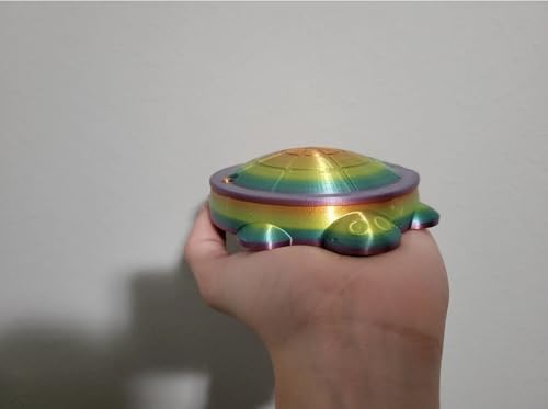 Cute Sandbox Turtle with removable lid | Desk Bin Organizer | Turtle Pet Feeder | Fish tank accessories | Feed Hamsters and Gerbils (Rainbow, 5 Inch)