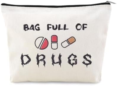Travel Medicine Bag for Family Pharmacist Nurse Practitioner Gifts for Women Funny Meds Pouch Dental Medical Physician Assistant Makeup Bag Canvas Medication Carrying Pouch Emergency Pouch for School