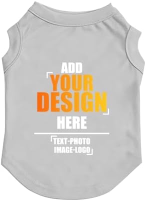 Custom Dog Shirt,Personalized Pet Vest Apparel with Name Text Photo Image,Lightweight Breathable PuppysKitten Variousize,Gray