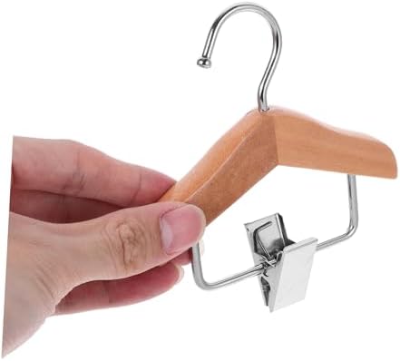 Wooden Pet Clothes Hanger for Dogs and Cats Lightweight Mini Apparel Rack with Clips Portable Small Hanger for Easy Storage and Travel for Dog and Cat Clothing Display