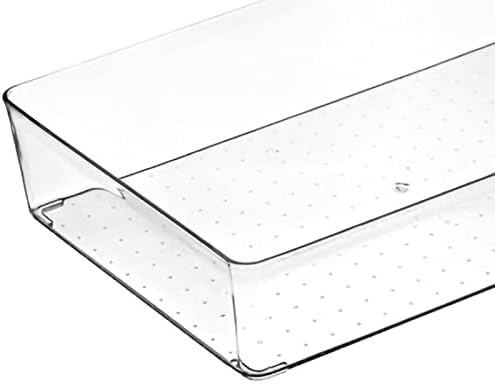 Acouto Drawer Storage Trays Transparent Plastic Drawer Storage Divid Box for Kitchen Large Rectangle Clear Box – PET Material, Stackable, Dividers, Fits Standard Drawers (14.5 X .5 X (Large Square