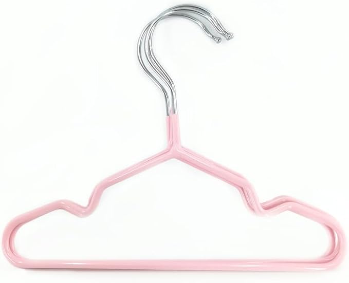 12 Pack Dog Clothes Hangers 7 Inch Wide Non-Slip Metal Pet Clothes Hangers Cat Clothing Holder Coat Hanger for Small Dogs Cats Puppy Chihuahuas (Pink)
