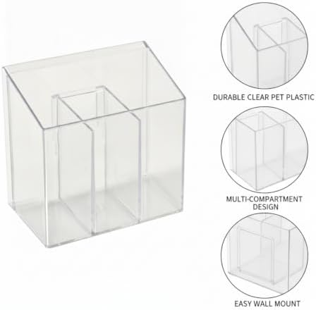 Easy-Access Wall Mount Organizer with Dividers, Clear PET Bathroom Canister for Cotton Pads and Cotton Swabs, Space-Saving Vanity Storage Box (1 Pack)