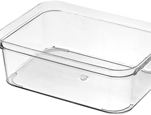 Acouto Drawer Storage Trays Transparent Plastic Drawer Storage Divid Box for Kitchen Large Rectangle Clear Box – PET Material, Stackable, Dividers, Fits Standard Drawers (14.5 X .5 X (Medium Square