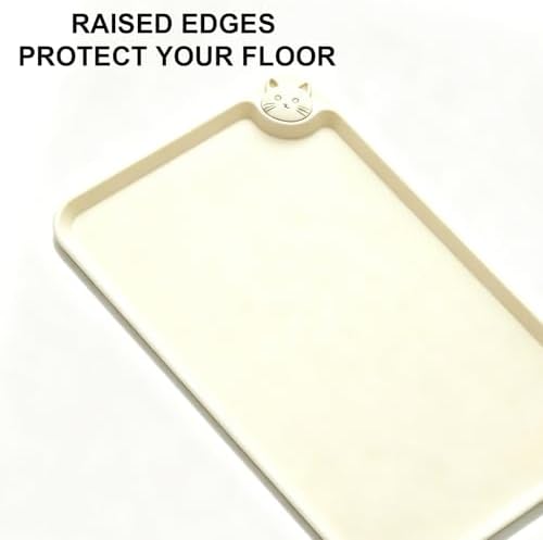 Silicone Pet Feeding Mat, 19"x12" Silicone Placemat for Dog Cat Food Water Bowl, Raised Edge Waterproof Under Sink Mats for Kitchen Drawer Shelf, Spill Proof Mat to Protect Floors