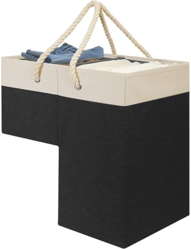 LHZ.K Stair Basket for Stairs, Staircase Basket for Carpeted & Wooden Stair | 16”L x 10”W x 16”H, Removable Bottom Board & Divider, Large Capacity for Laundry/Shoes/Blankets/Books/Toys/Tools