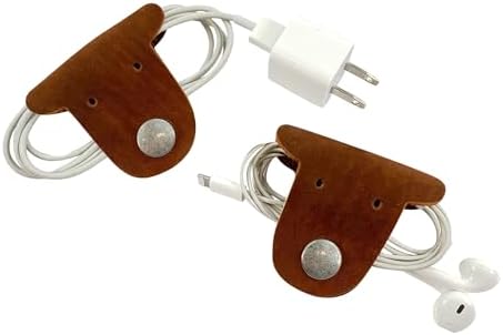 Taco Dog, Dog Cord Keeper Handmade from Full Grain Leather - Wrap Up Your Cables, Earbuds, Headphones, Chargers - Clip The Snaps Together for Easy Management and Travel - 2 Pack (Swayze Suede)