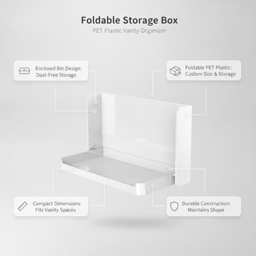 Foldable Storage Box PET Plastic Vanity Organizer for Cotton Pads and Small Essentials (1 PC)