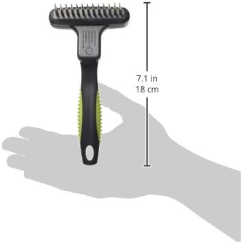 Kruuse Buster Flexible Undercoat Rake 13 Long Pins Green – Gentle Grooming Tool for Dogs