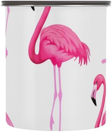 Pink Flamingos Coffee Canister with Lid Airtight Food Storage Containers 17OZ Stainless Steel Canisters Kitchen Food Organizer for Beans, Cereal, Pasta, Flour, Sugar, Snacks