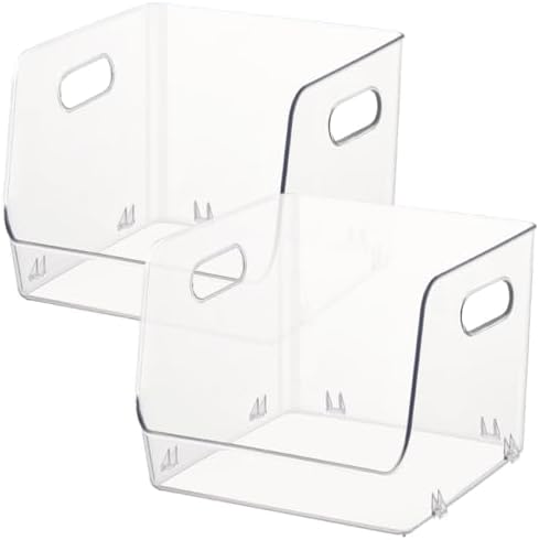 ARTIBETTER 2pcs Desktop Storage Organizer Box with Stackable Design and Easy to Pet Material, for Cosmetics and Books on Countertop or Dresser