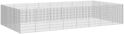 Large Galvanized Iron Animal Enclosure 31.5 x 170.1 x 85 in Silver, Expandable Outdoor Pet Cage for Rabbits Guinea Pigs, Weather-Resistant Playpen for Indoor Backyard
