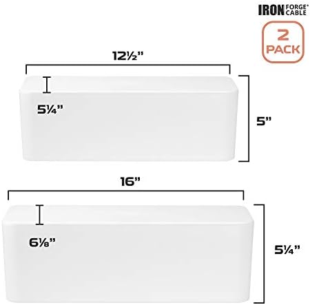 Iron Forge Cable Cable Management Box, 2 Pack - White, Hook & Loop Keepers
