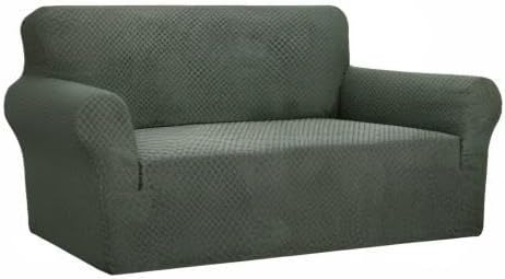 YEMYHOM Couch Cover Latest Jacquard Design High Stretch Sofa Covers for 2 Cushion Couch, Pet Dog Cat Proof Loveseat Slipcover Non Slip Magic Elastic Furniture Protector (Loveseat, Army Green)