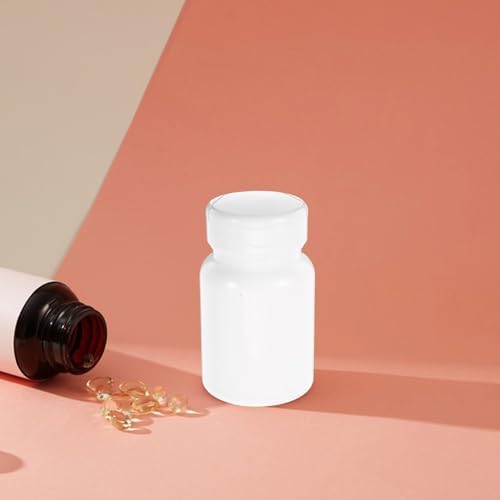5pcs 80cc White Plastic Pill Vial with Caps Small Medicine Container for Pills Capsules Powder Storage Portable Organizer Bottle for Daily Medication