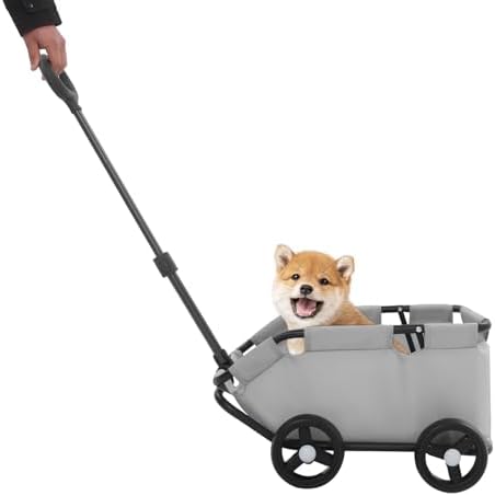 Dog Stroller, Pet Stroller for Travelling, Folding Dog Cart, Pet Stroller for Small Dogs Cats (Grey)