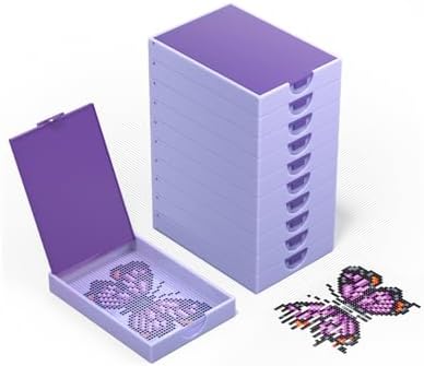 CATEARED Diamond Art Storage Trays with Lids, 10-Pack Premium Diamond Painting Accessories & Tools, Stackable Rhinestone Organizer for Nail Gems & Bedazzling Kit, Craft Supplies for Adults & Kids