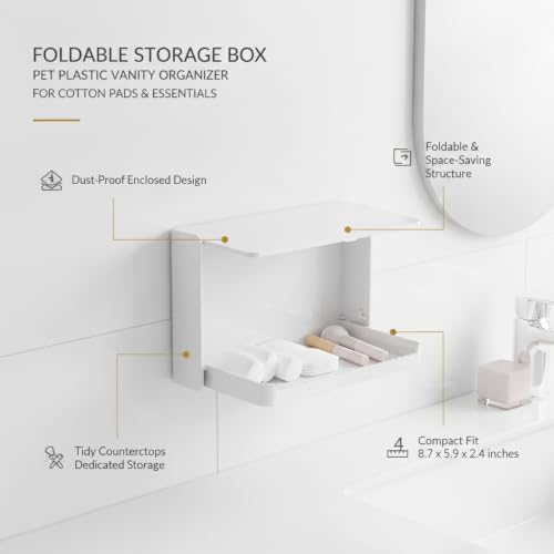 Foldable Storage Box PET Plastic Vanity Organizer for Cotton Pads and Small Essentials (1 PC)