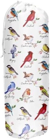 Birds Grocery Bag Holder and Dispenser Plastic Bags Organizer for Home | Garbage Shopping Trash Bags Storage for Home Cardinal Hummingbird Bluejay Gifts for Women Bird Lovers