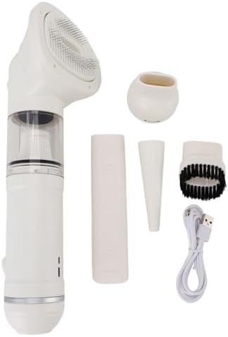 EBTOOLS Pet Grooming Vacuum Kit, Shedding Brush Dog Vacuum with Suction, Automatic Grooming Tool for Dogs Cats, Low Noise Pet Hair Cleaner for Bed Carpet, Portable