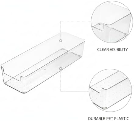 3.78 x 3.78 x 2.44 Inch Transparent PET Partition Storage Box, Drawer Organizer Bin for Office Supplies and Small Items