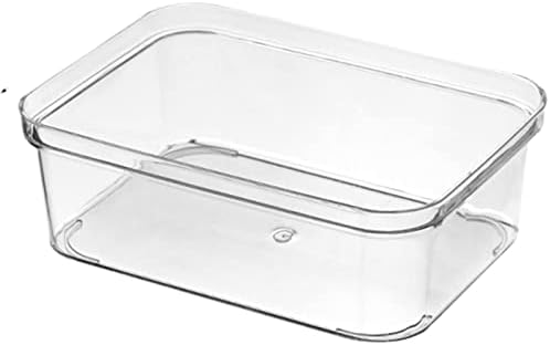 VALINK Clear Plastic Drawer Organizer, Desk Drawer Dividers Refrigerator Organizer Bins Clear Organizing Bins Plastic Storage Small Box, Makeup Organizer Drawers Storage Medium Square Box