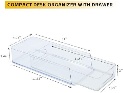 3 Tier Stackable Storage Drawer Organizer, Clear, Small | Plastic, Narrow Pull Out Container, For Under Sink, Corner, Kitchen Cabinet, Coffee bar, Pantry, Laundry, Countertop