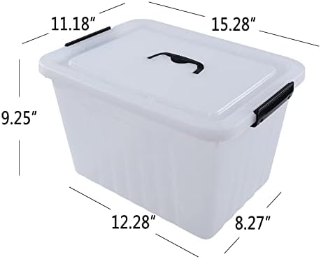 Farmoon 20 Quart Clear Latching Storage Bin, 4 Packs Lidded Storage Boxes