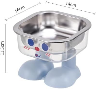 Elevated Pet Bowl Set, Double Stainless Steel Feeding Station for Cats & Small Dogs, Ergonomic Raised Food and Water Feeder with Anti-Spill Guard, Minimalist Design(Blue)