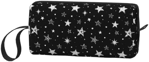 Cute Doodle Stars Makeup Bag for Women with Wrist Strap | Durable 600D Oxford Fabric, Impact-Resistant & Compact, Travel Cosmetic & Makeup Organizer for Gym & Daily Use