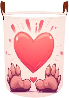 Laundry Basket 15.7x19.7 in Paw Heart Hamper for Bedroom