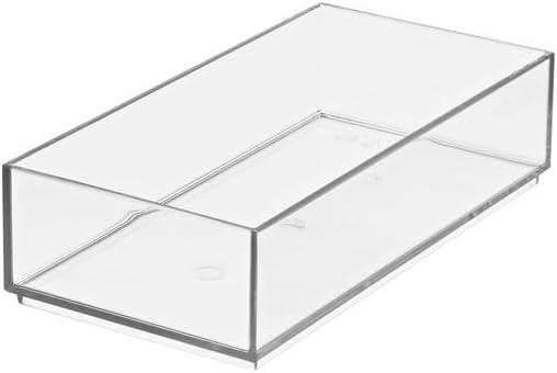 iDesign Clarity Collection Vanity Tray Organizer, 4" x 8" x 2", Clear | Small, Decorative, For Bathroom, Bedroom, Closet, Entryway, Countertop