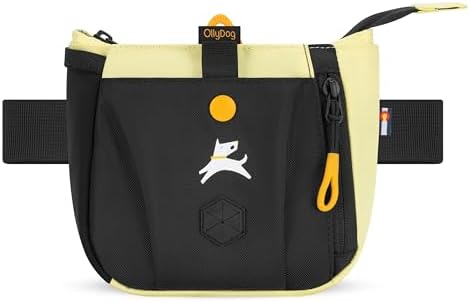 OllyDog Backcountry Day Bag | Dog Training Treat Pouch | Eco-Friendly Recycled Fabric Fanny Pack with Zipper Closure, Built-in Poop Bag Dispenser & Adjustable Waist Belt (Sol)