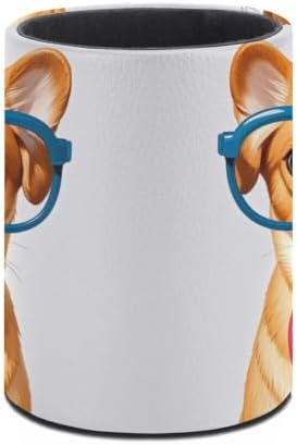 Round Pet Dog with Glasses Pen Holder for Home Office Studio Workshop
