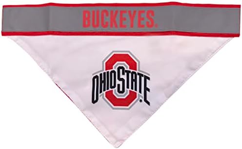 Pets First NCAA Ohio State Buckeyes TIE Bandana, Large/X-Large. Dog Football Reflective Bandana Scarf Bib for Pet, Cat, or Dog. The Ultimate Game-Day, Party Bandana