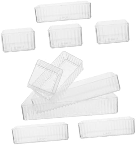 10pcs Plastic Drawer Organizer Trays Set with Removable Dividers and Raised Edges, Stackable Pet Storage Boxes for Vanity, Bathroom Counter, Kitchen Utensils and Cosmetics, Easy