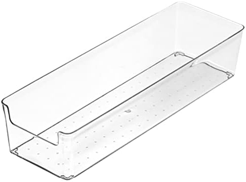 VALINK Clear Plastic Drawer Organizer, Desk Drawer Dividers Refrigerator Organizer Bins Clear Organizing Bins Plastic Storage Small Box, Makeup Organizer Drawers Storage Large Long Box