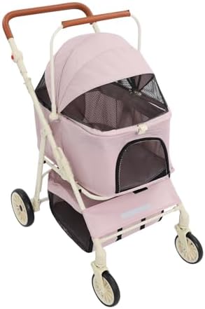 Foldable Pet Stroller Cart,Double Layer Dog&Cat Stroller for Pets (PK,PK) | Portable Pet Travel Cart with Storage, 360° Wheels & Safety Brake for Small Dogs, Cats, Outdoor Walks and Trips