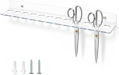 Acrylic Shear Holder Wall Mounted 12 Slot Scissors Holder Rack for Stylist