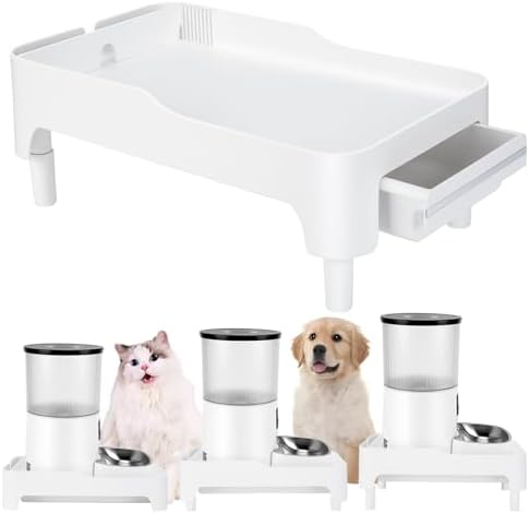BEBOBLY Adjustable Cat Feeder Stand, Elevated Holder for Automatic Feeders, 3-5.1 in, Nonslip, Adjustable