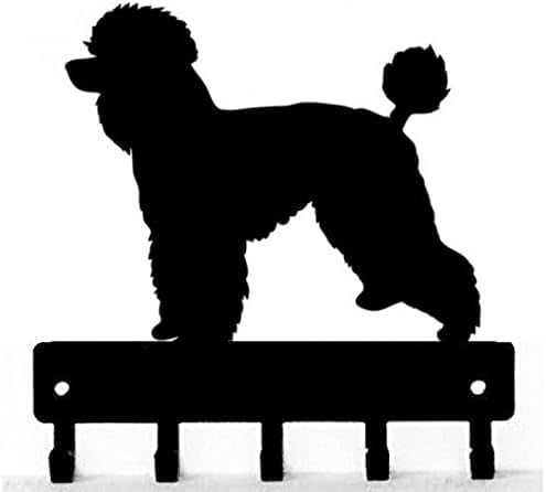 Poodle (Natural Cut) Key Holder - Small 6 inch | Made in USA. 5 Hooks. Wall Mounted