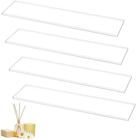 DERTE 4 Pack 13 Inch Acrylic Clear Medicine Cabinet Shelves 1/4 Inch Thick | Medicine Replacement Shelf for Wall Mounted and Hanging Cabinets Kitchen Living Room Bathroom