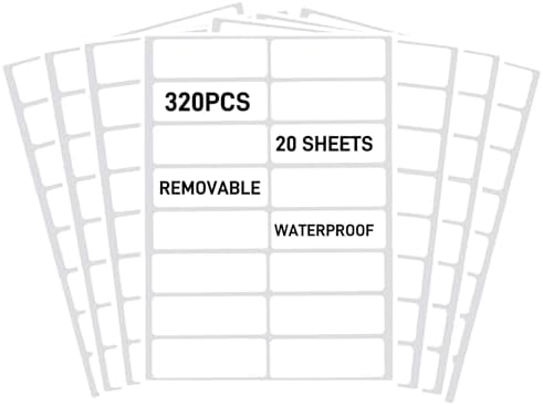 Removable Waterproof Labels for Bottles -320PCS 0.62 x 2.35 inch Organizing Name Labels for Food Containers Blank Nametags for Jars File Folders Small Storage Bin. Only Handwrite | 0.6 x 2.3 in Blank Writeable Name Label, Storage Tags for Food Containe...